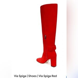 Via Spiga Red Over-the-Knee Suede Boots 7.5